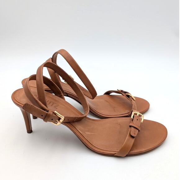 Schutz Aurora Buckled Stiletto Heel Sandals Women's Brown Size US7.5B EU38 - Picture 3 of 11